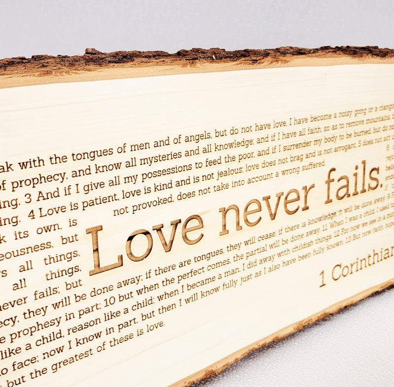 Love Never Fails - Rustic plank