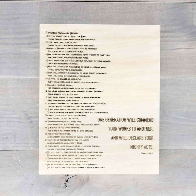 Declare Your Mighty Acts, Psalm 145:4 - Wood Canvas