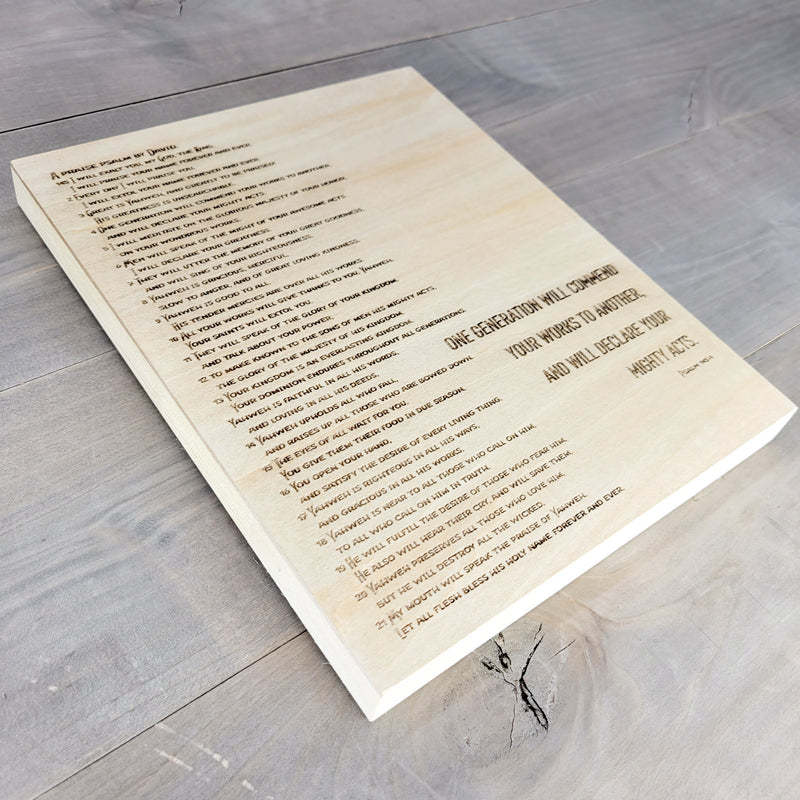 Declare Your Mighty Acts | Psalm 145:4 | Wood Canvas