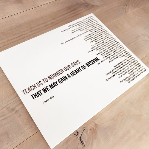 Teach us to Number Our Days | Psalm 90:12 | Wood Canvas