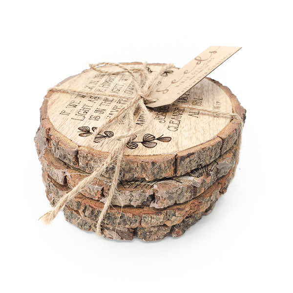 Wood Engraved Bible Coasters - "Fellowship" (Set of 4)