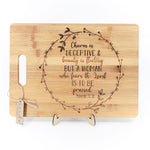 Bamboo Cutting Board Engraved | "Charm" Proverbs 31:30