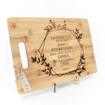 Bamboo Cutting Board Engraved - "Fix Our Eyes" 2 Corinthians 4:18