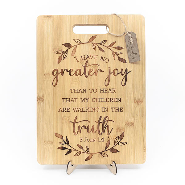Bamboo Cutting Board Engraved - "No Greater Joy" 3 John 1:4
