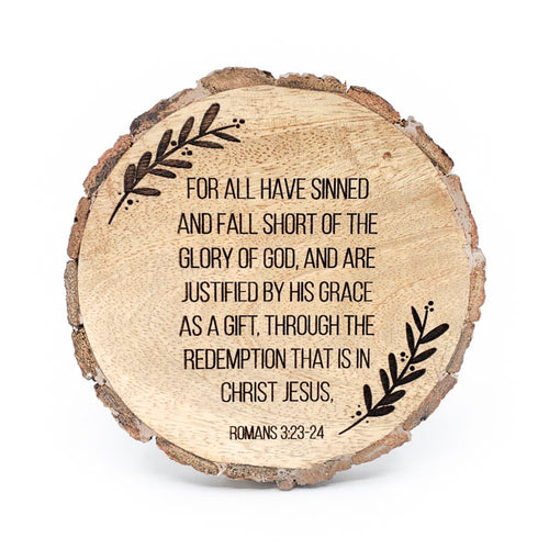 Wood Engraved Bible Coasters - "Romans Road" (Set of 4)