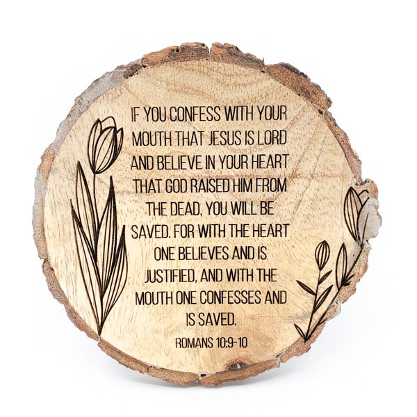 Wood Engraved Bible Coasters - "Romans Road" (Set of 4)