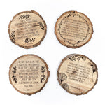 Wood Engraved Bible Coasters - "Fellowship" (Set of 4)