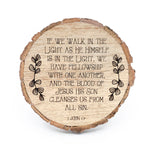 Wood Engraved Bible Coasters - "Fellowship" (Set of 4)