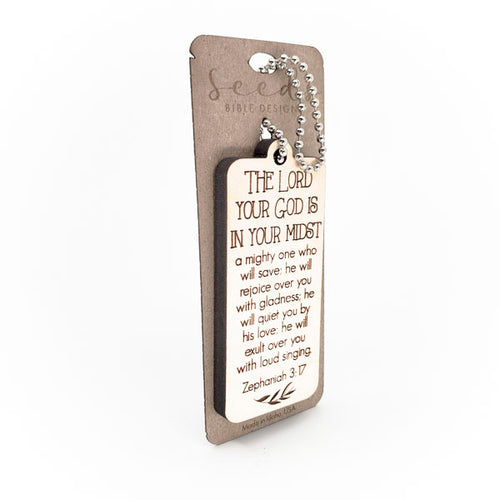 Wood Engraved Keychain | "In Your Midst" Zephaniah 3:17