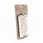 Wood Engraved Keychain - "Merciful" Psalm 103:8, 11