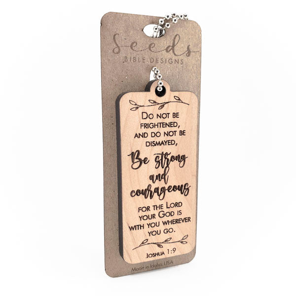 Wood Engraved Keychain | "Strong and Courageous" Joshua 1:9