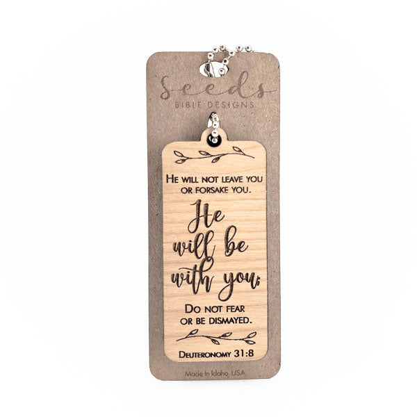 Wood Engraved Keychain | "With You" Deuteronomy 31:8