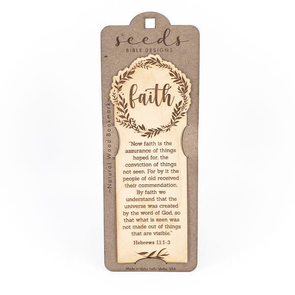 Wood Engraved Bookmark - "Faith" Hebrews 11:1-3