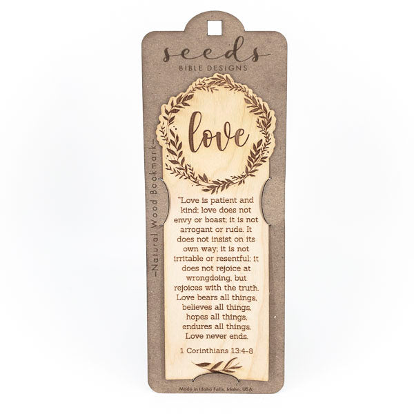Wood Engraved Bookmark | "Love" 1 Corinthians 13:4-8