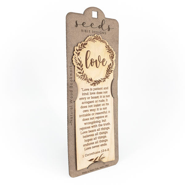 Wood Engraved Bookmark | "Love" 1 Corinthians 13:4-8
