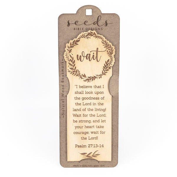 Wood Engraved Bookmark | "Wait" Psalm 27:13-14