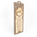 Wood Engraved Bookmark - "Wait" Psalm 27:13-14