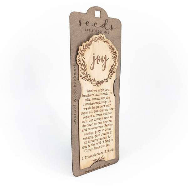 Wood Engraved Bookmark - Joy 1 Thessalonians 5:16-18 – Seeds Bible Designs