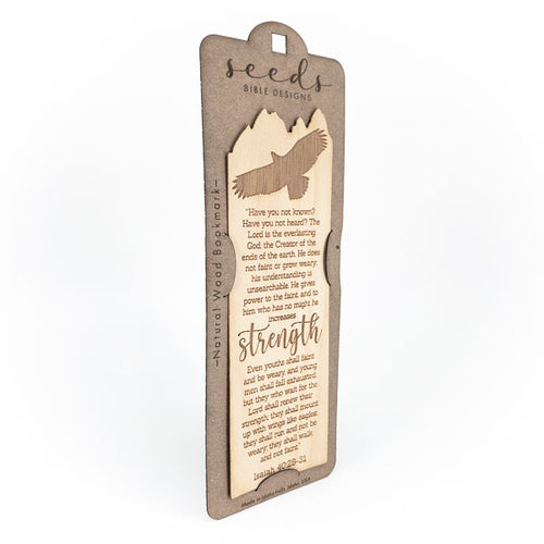 Wood Engraved Bookmark | "Strength" Isaiah 40:28-31