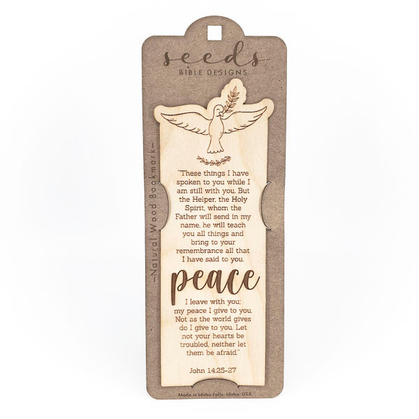 Wood Engraved Bookmark - "Peace" John 14:25-27