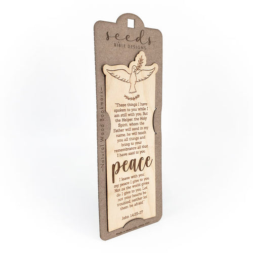 Wood Engraved Bookmark | "Peace" John 14:25-27